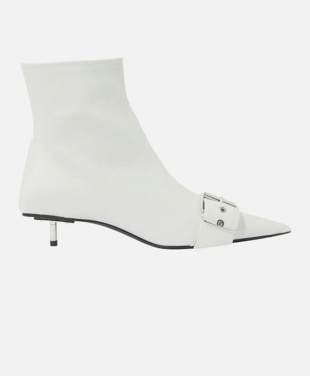 BALENCIAGA Belt White Leather Ankle Boots White Size 36 MSRP: $1,490